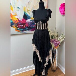Alice + Olivia Zaya Bustier Ruffle Maxi Dress